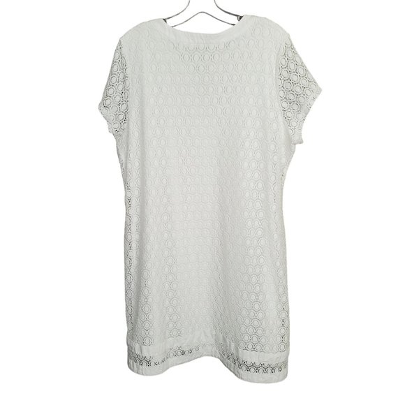 Isaac Mizrahi Live Size XL Dress Knit Lace Medallion Overlay Lined Knee Length - Picture 3 of 10